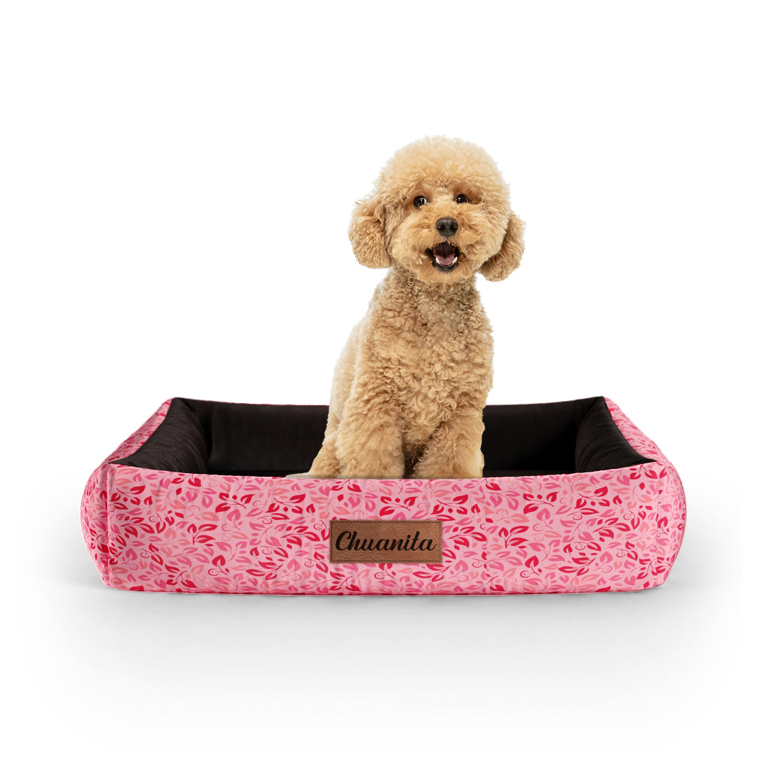 Minimalist Flowers Holly Personalized Lounge Dog Bed With Sides