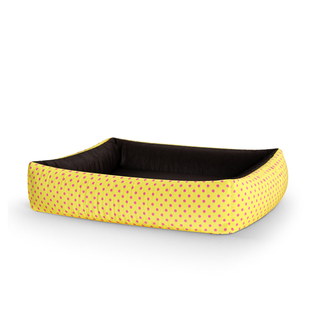 Trio Polka Dots Sunglow Personalized Lounge Dog Bed With Sides