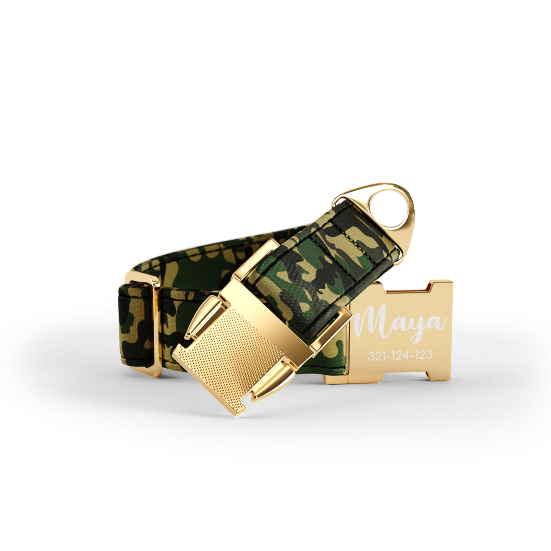 Personalisiertes Hundehalsband mit Camoflage-Cadmium-Motiv