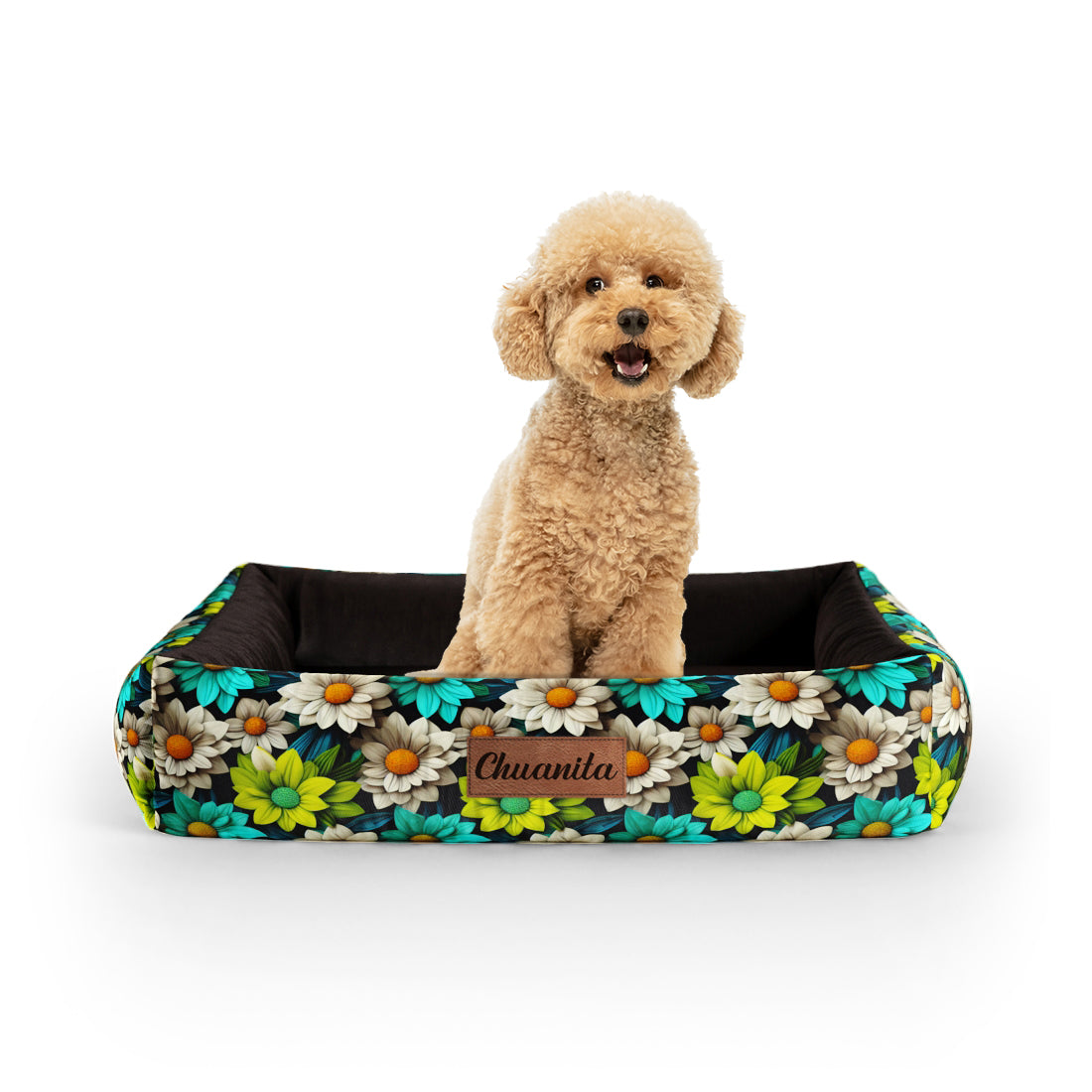 Garden Flowers Kelly Personalized Lounge Dog Bed With Sides