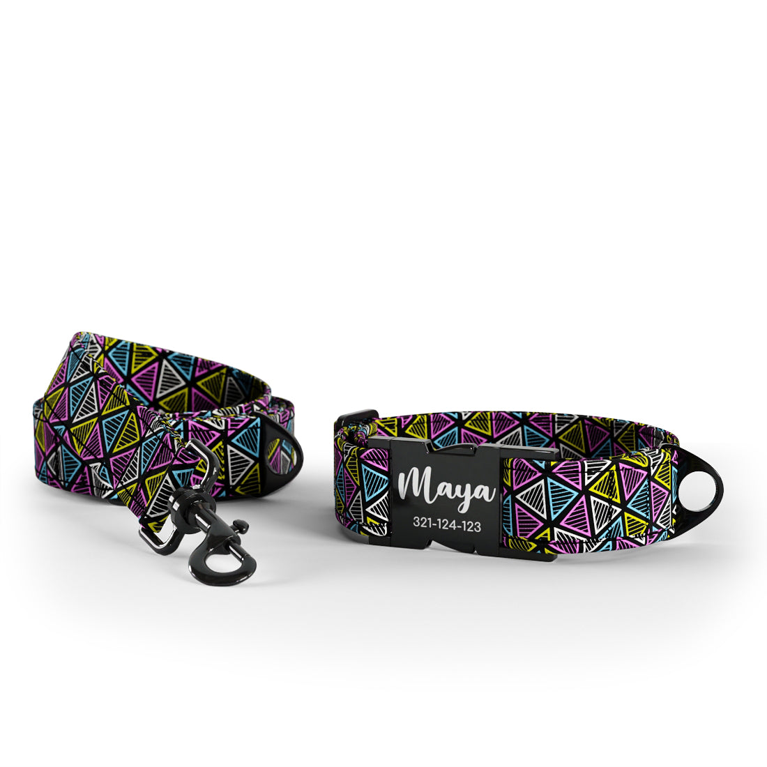 Triangles Jet Personalized Dog Collar