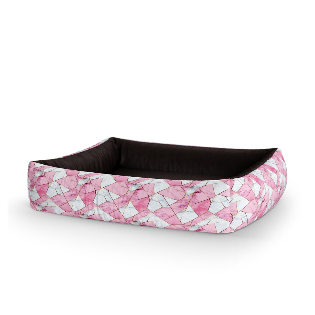 Pink Marble Kobi Personalized Lounge Dog Bed With Sides