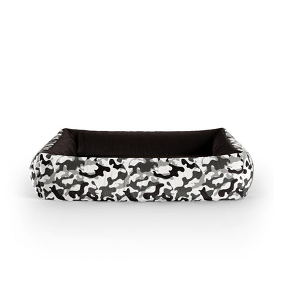 Camoflage Winter Personalized Lounge Dog Bed With Sides