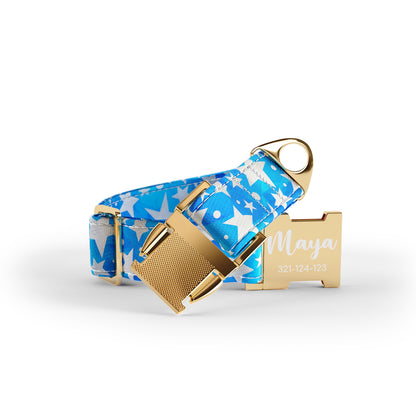 Deep Stars Dodger Personalisiertes Hundehalsband und Leine-Set