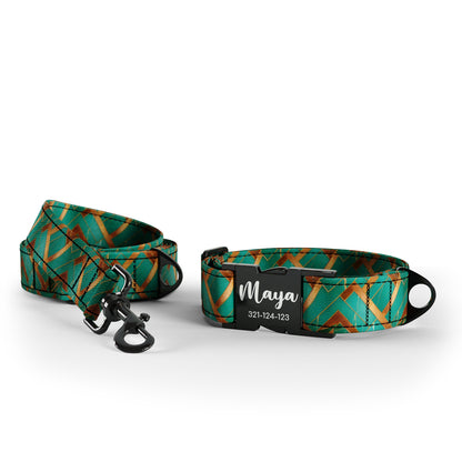 Retro Marble Jungle Personalized Dog Collar