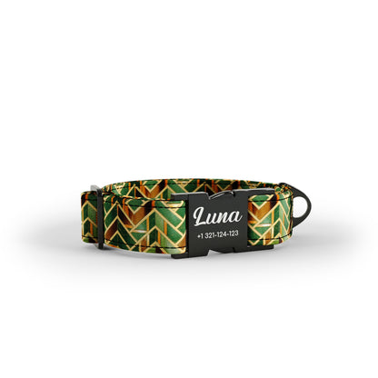 Retro Marble Maize Personalized Dog Collar