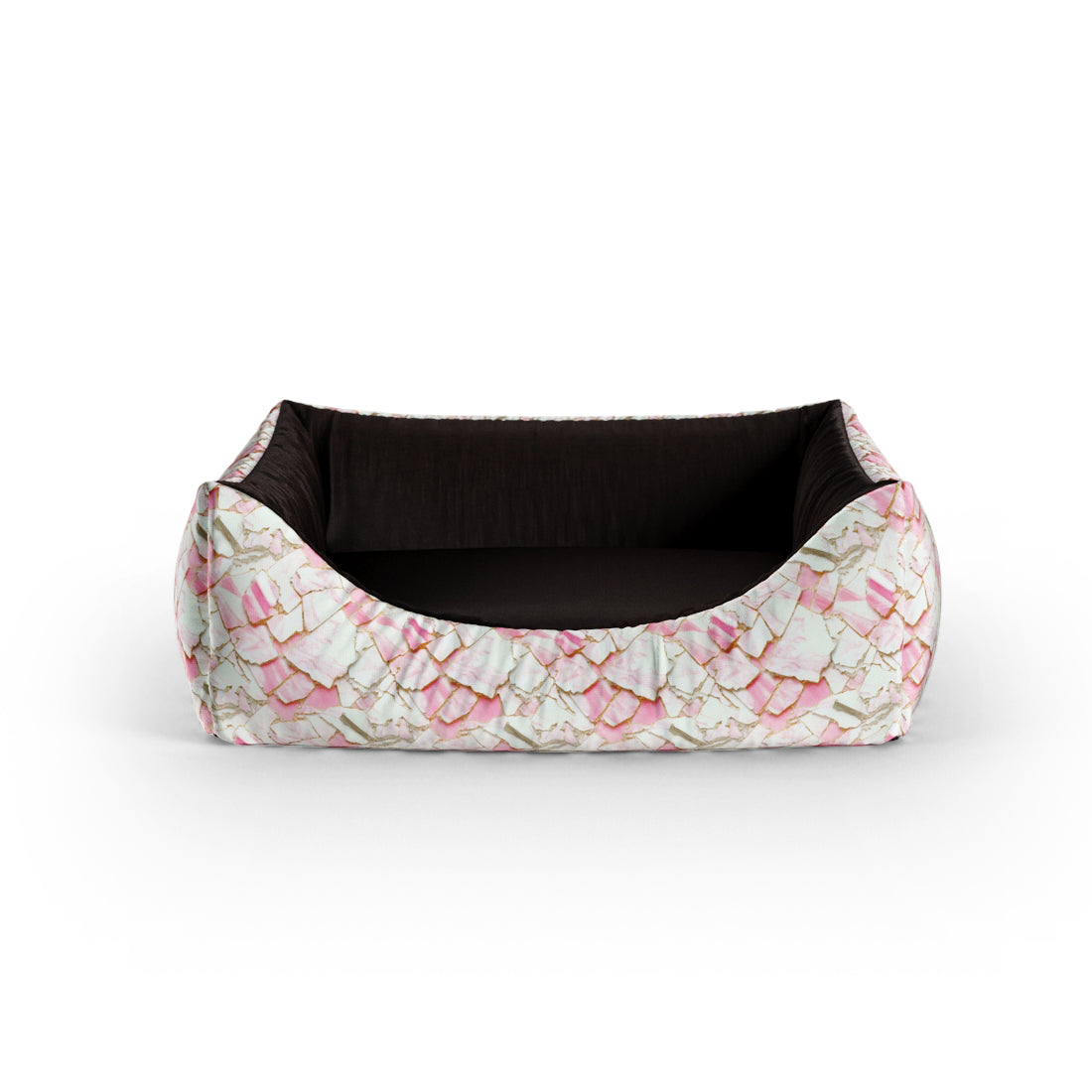 Pink Marble Mangolia Personalized Lounge Dog Bed With Entrance