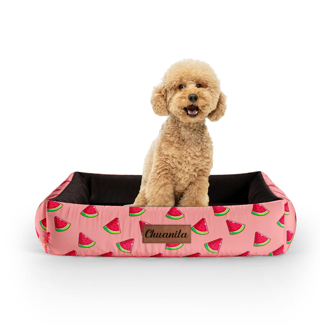 Wattermelon Mimi Personalized Lounge Dog Bed With Sides