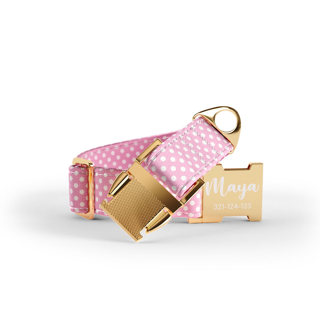 Personalisiertes Set aus Hundehalsband und Leine mit Sweat-Polka-Dots-Anhänger