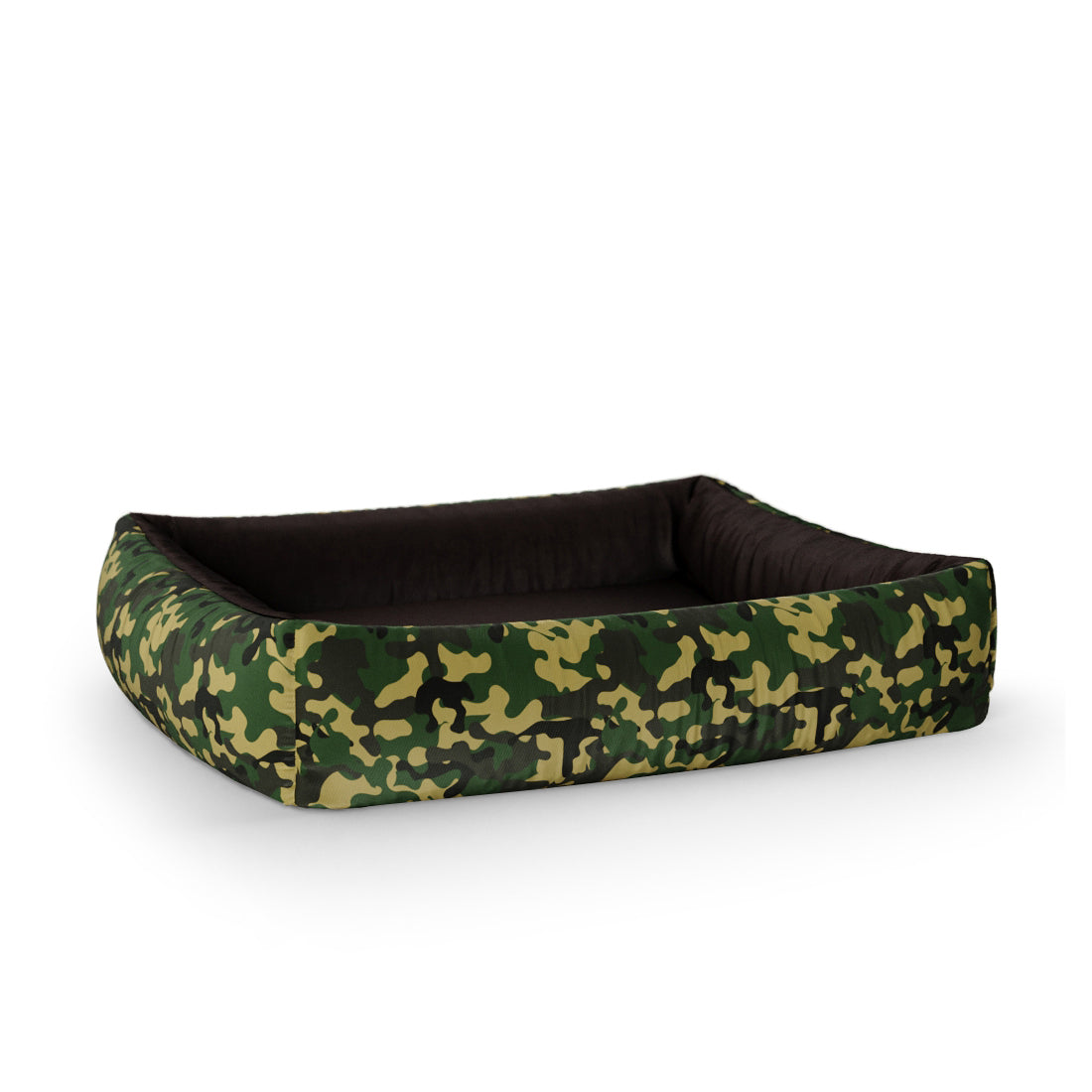 Camoflage Cadmium Personalized Lounge Dog Bed With Sides