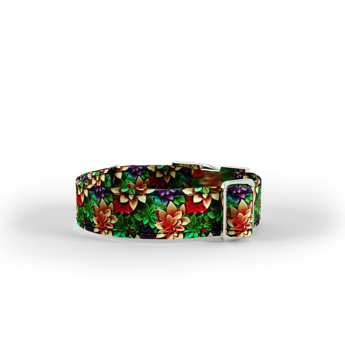 Garden Flowers Malachite Personalized Dog Collar