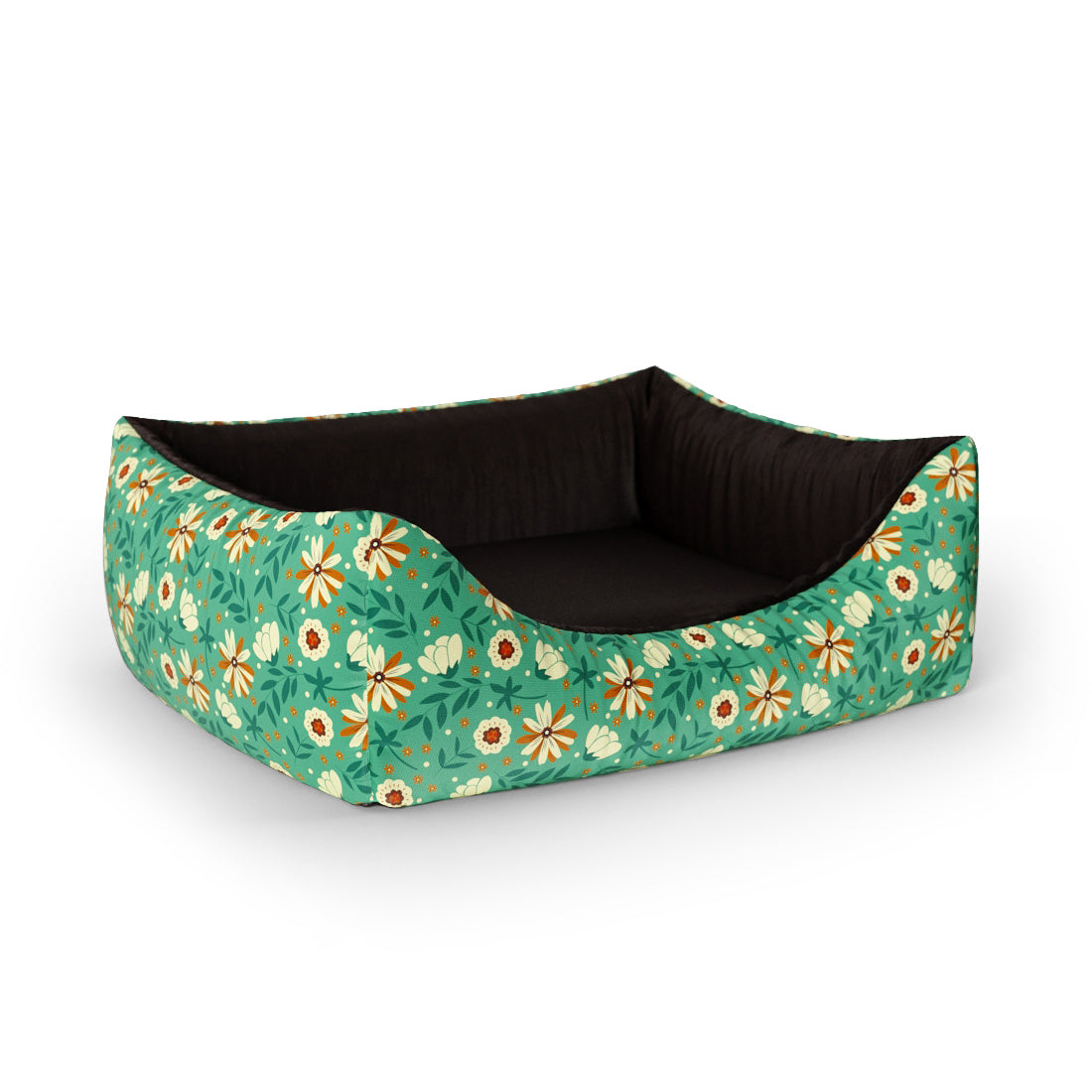 Dark Night Flowers Moss Personalized Lounge Dog Bed With Entrance