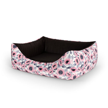 Sunflowers Mauve Personalized Lounge Dog Bed With Entrance