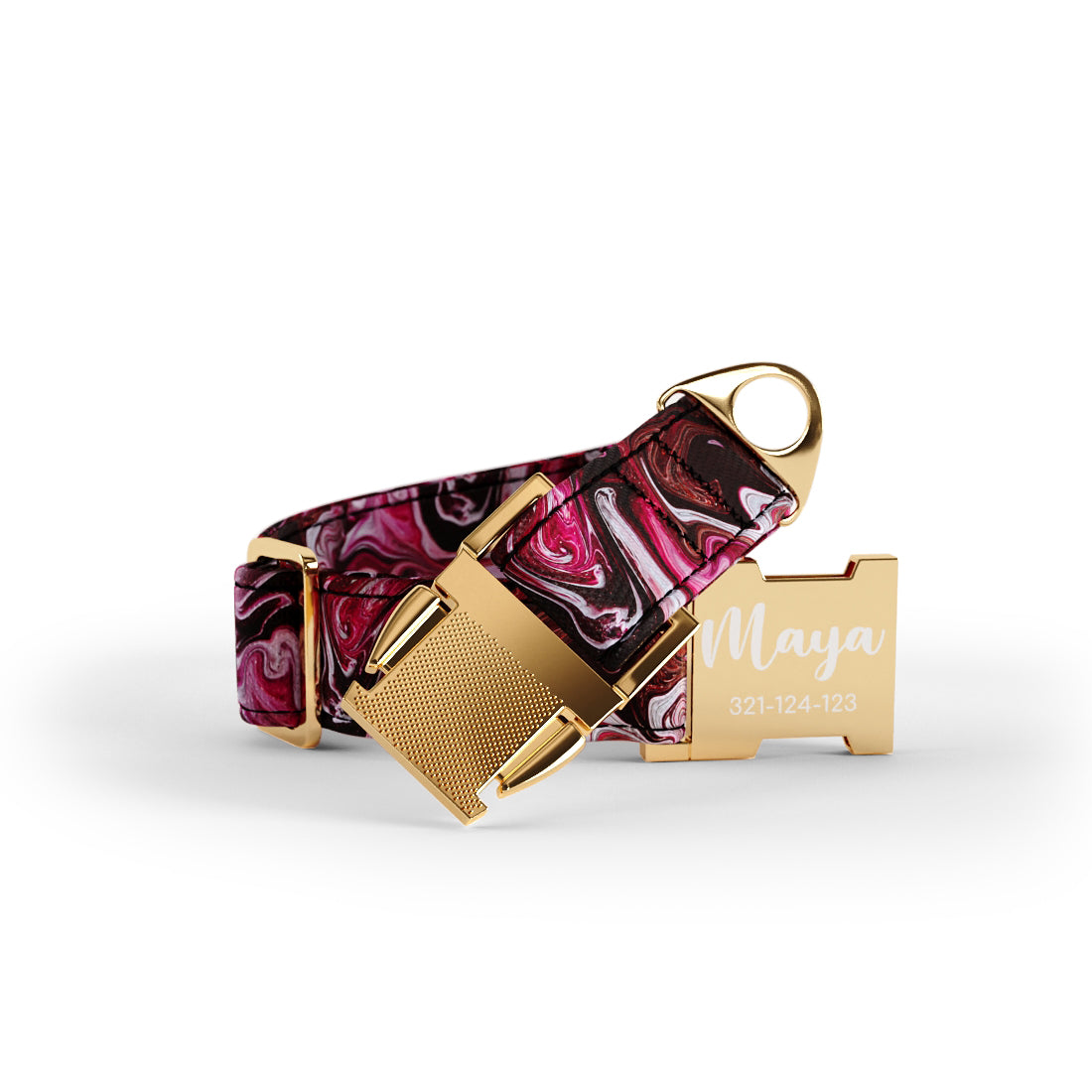 Colored Marble Wine Personalized Dog Collar