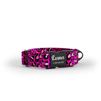 Leopard Rose Personalized Dog Collar