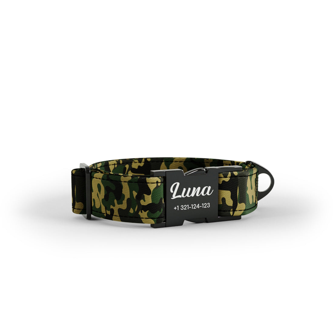 Personalisiertes Hundehalsband mit Camoflage-Cadmium-Motiv