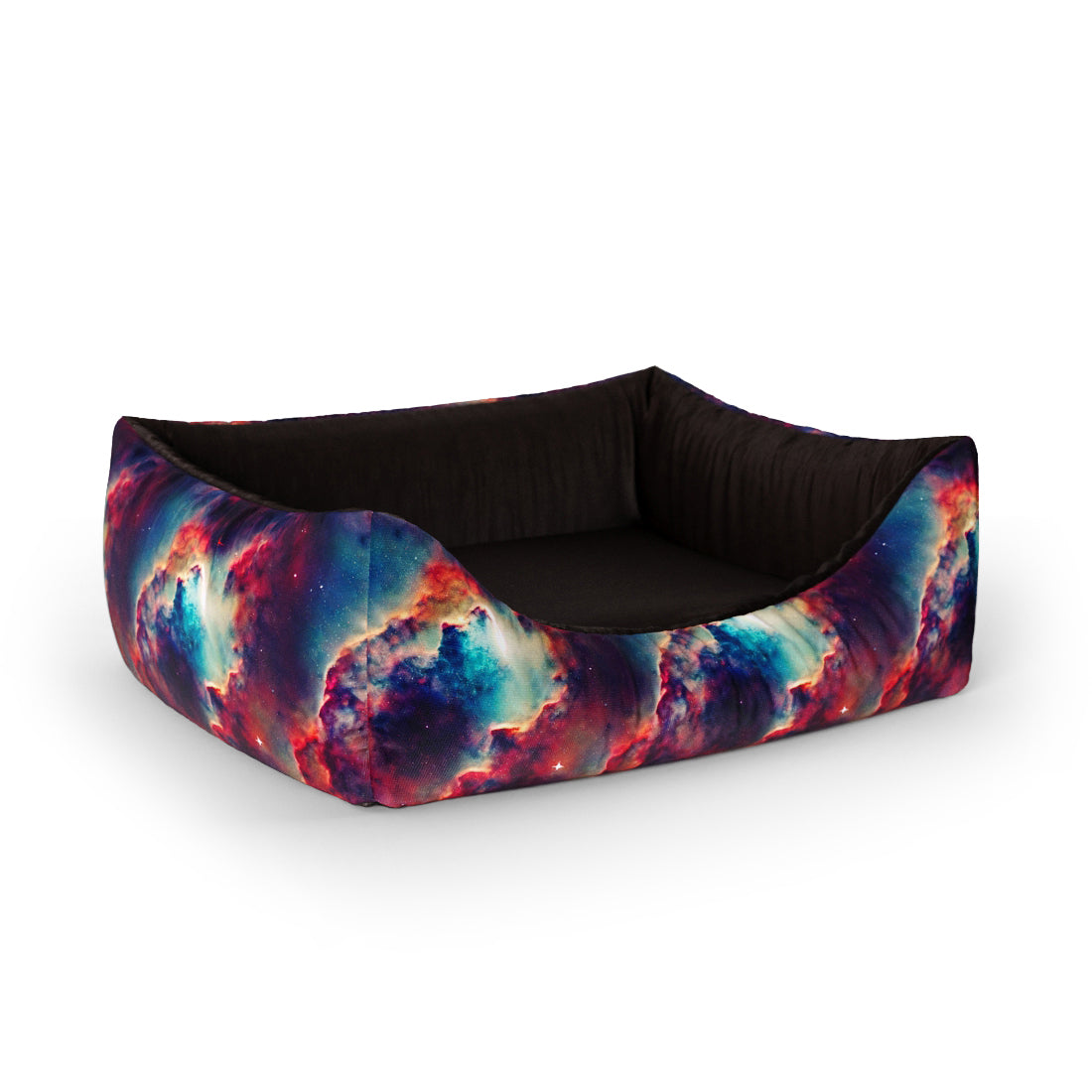 Space Nebula Maroon Personalisiertes Lounge-Hundebett mit Eingang