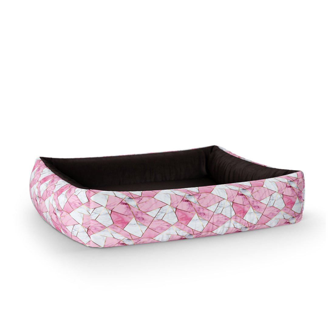 Pink Marble Kobi Personalized Lounge Dog Bed With Sides