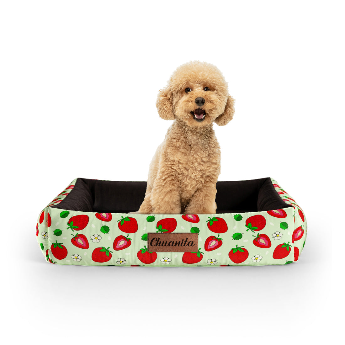 Tutti Fruitti Tea Personalisiertes Lounge-Hundebett mit Seiten