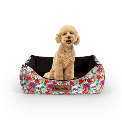 Water Folklore Flowers Maximum Personalisiertes Lounge-Hundebett mit Eingang