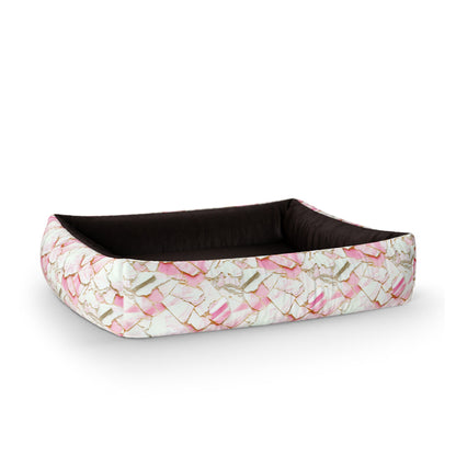 Pink Marble Mangolia Personalized Lounge Dog Bed With Sides