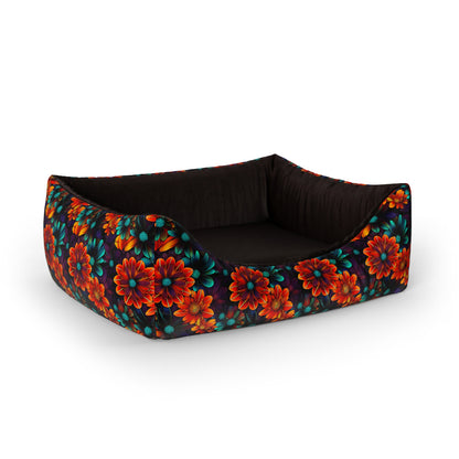 Deep Flowers Orchid Personalized Lounge Dog Bed With Entrance