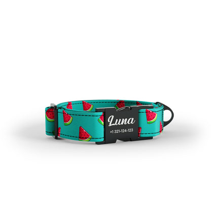 Wattermelon Jungle Personalized Dog Collar And Leash Set