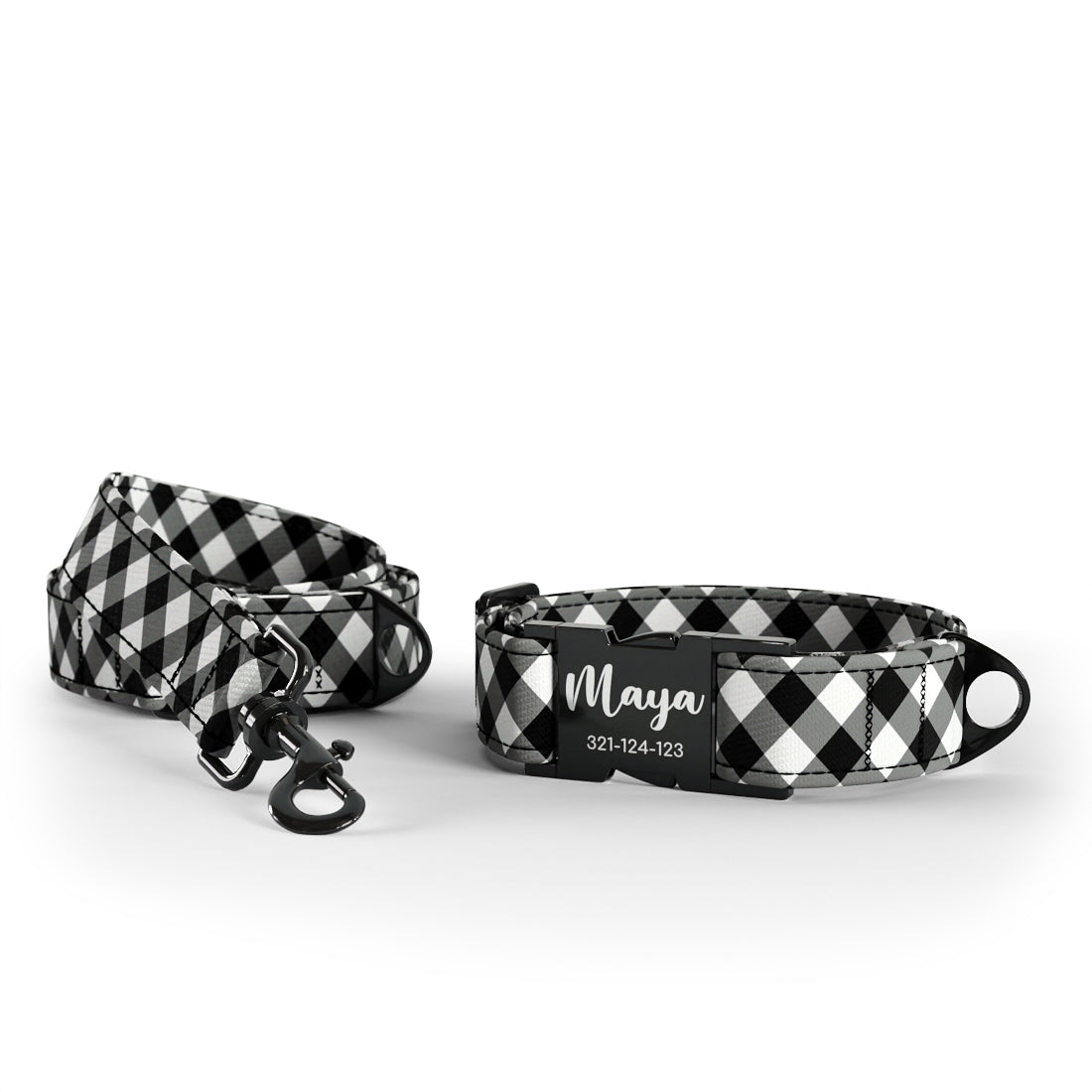 Buffalo Christmas Gumme Personalized Dog Collar And Leash Set