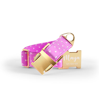 Triangles French Personalized Dog Collar