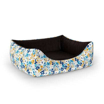 Liberty Flowers Teal Personalized Lounge Dog Bed With Entrance